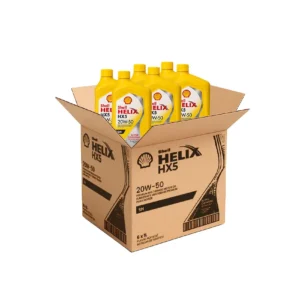 Shell Helix HX5 20W-50 – Aceite Mineral para Limpieza Activa y Protección - Caja x6 (1 L c/u)
